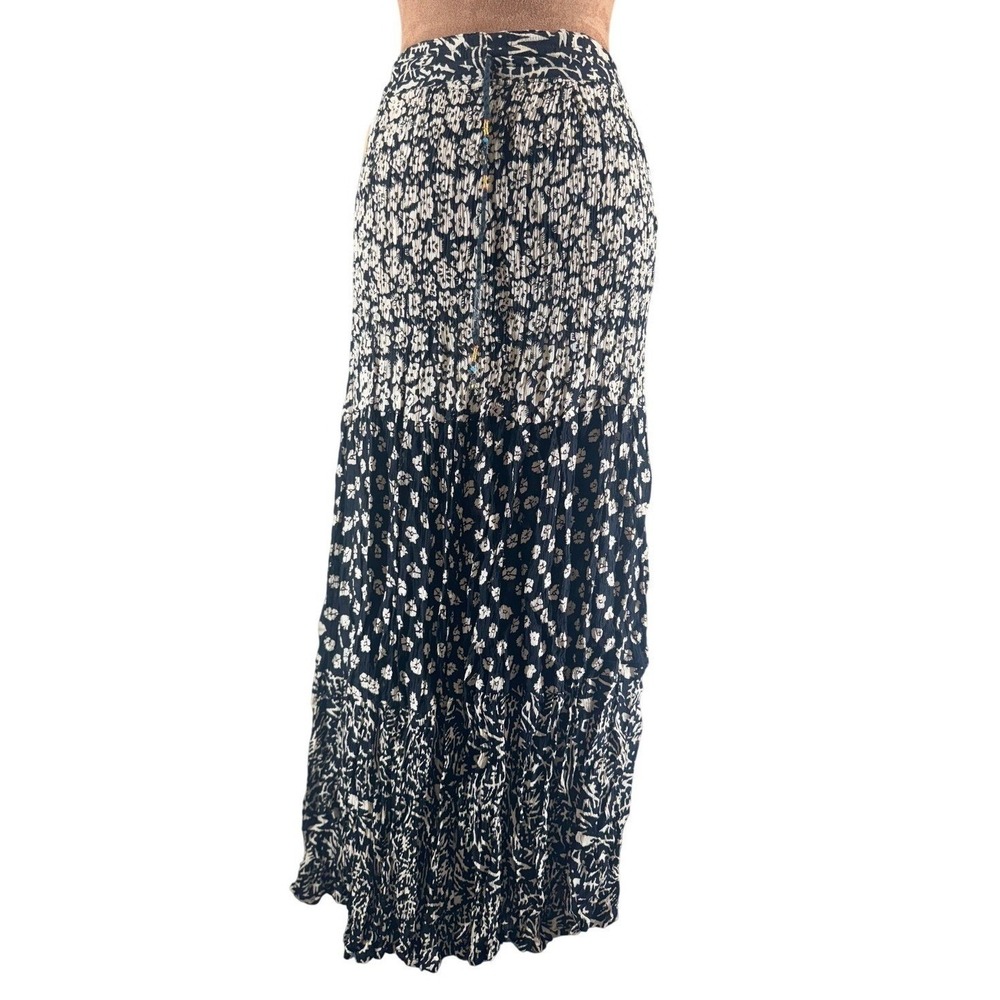 Chaudry KC Boho Maxi Skirt Women's 2X Black White Festival India Deadstock NWT